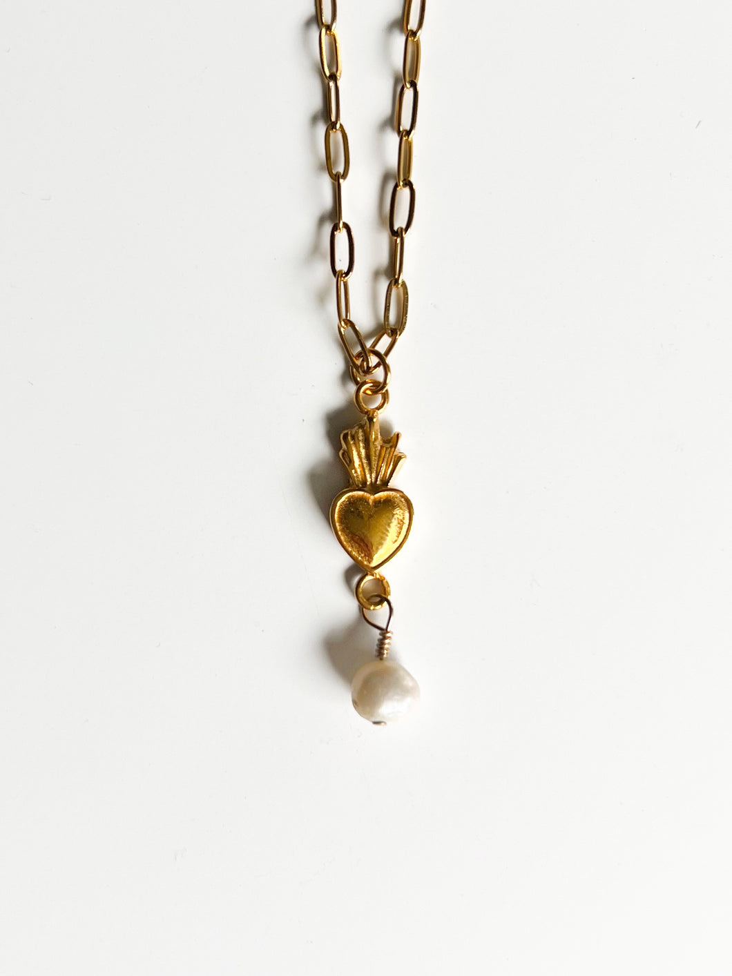 Sacred Heart + Pearl Pendant - GP