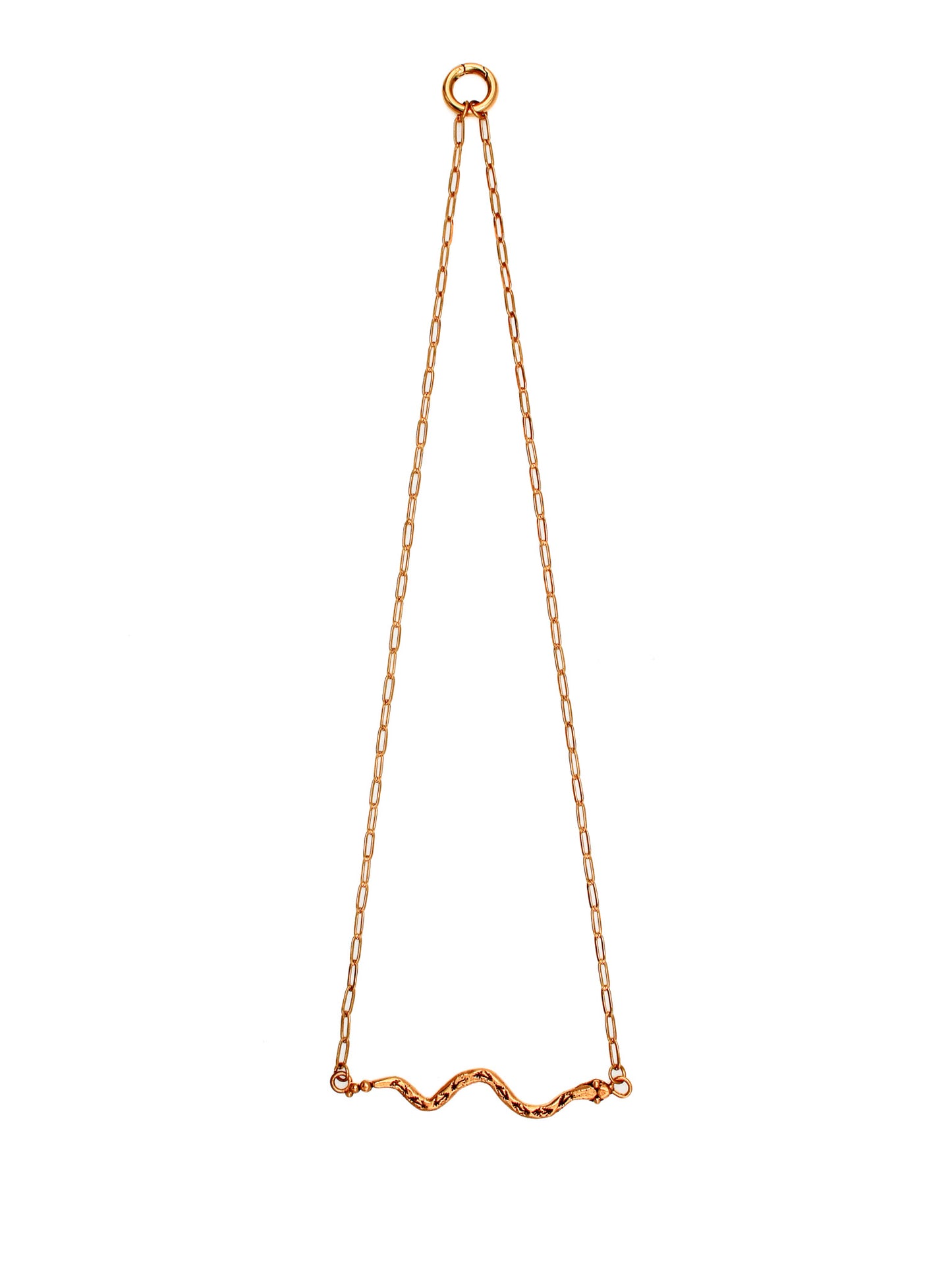 Gold chain necklace on a white background