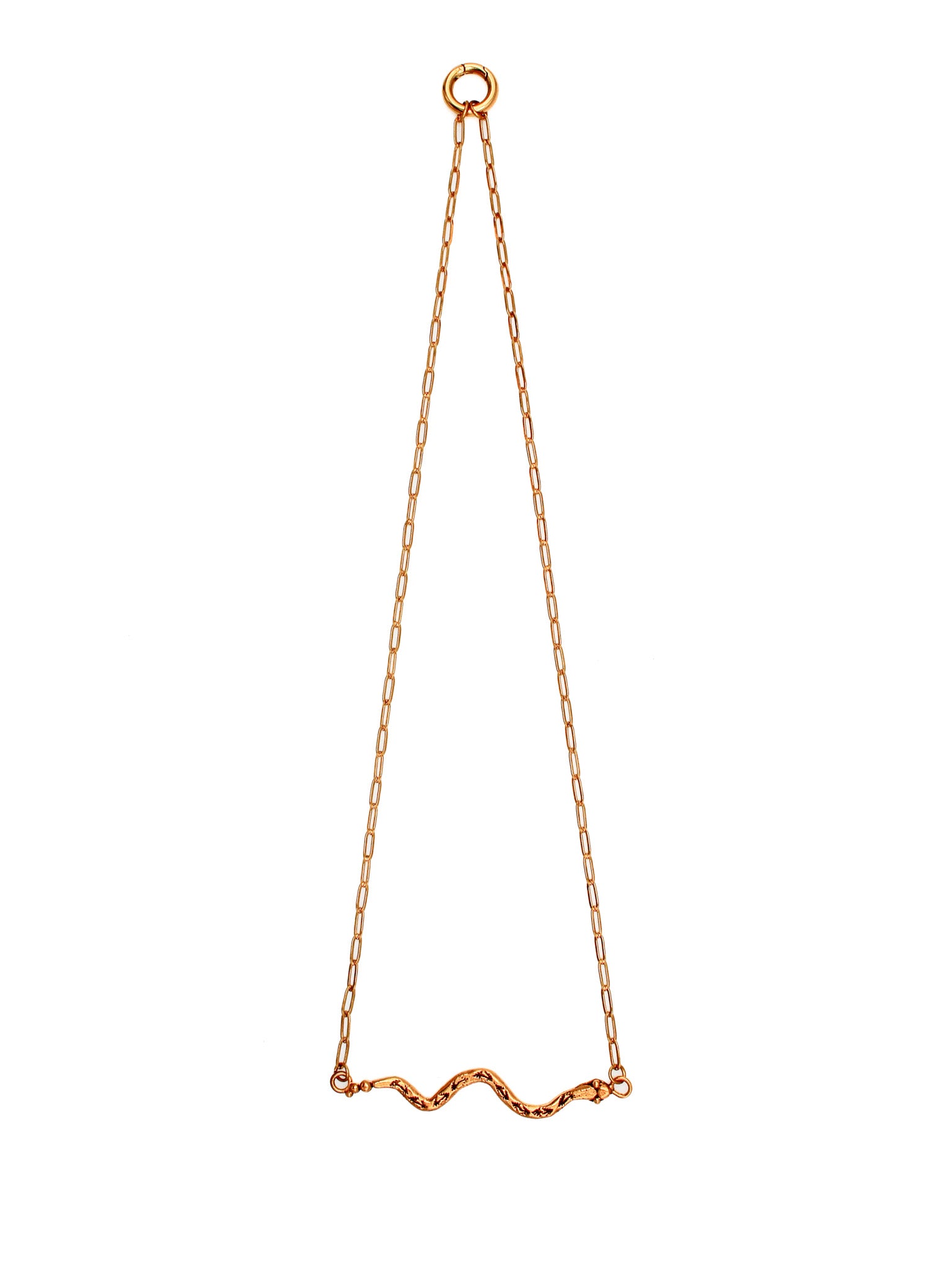 Gold chain necklace on a white background