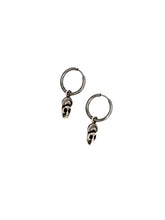 Load image into Gallery viewer, Pair of skull-themed earrings on a white background
